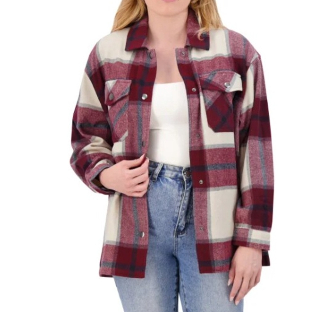 HFX Women's Long Sleeve Cozy Shacket Shirt Jacket